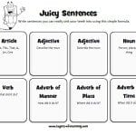 Juicy Sentences, a worksheet to help kids write better sentences