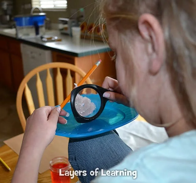 Looking at crystals through a magnifying glass