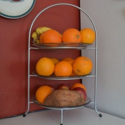 We also keep a fruits and veggie tray on the counter that we can all get a snack from.