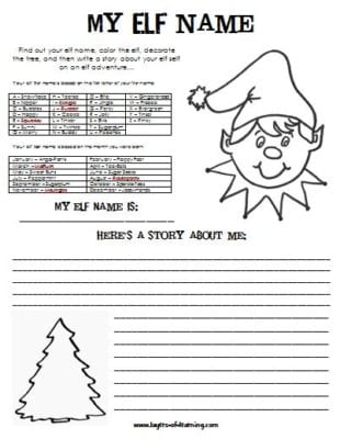My Elf Name - a writing activity