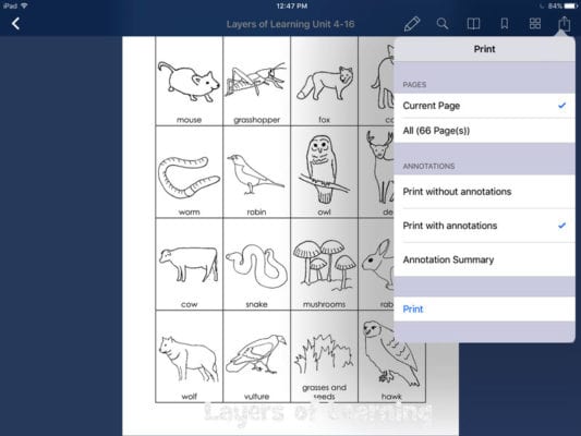 How to use a tablet to read, plan, and print Layers of Learning units