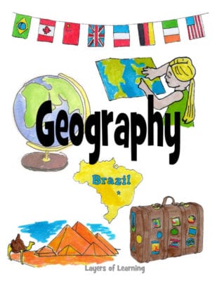 A printable geography notebook cover for kids to slip in their binder, from Layers of Learning.
