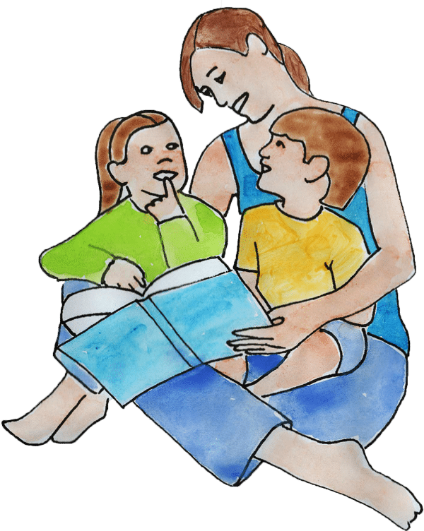 Mom reading to kids