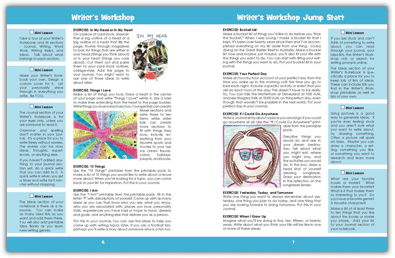 Writer's Workshop Jump Start sample pages