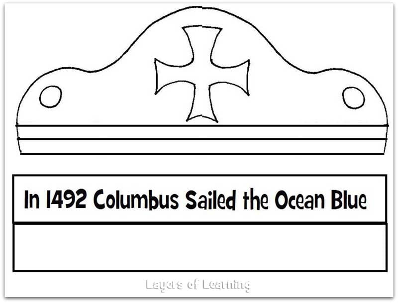 Columbus paper hat to print, color, and wear.