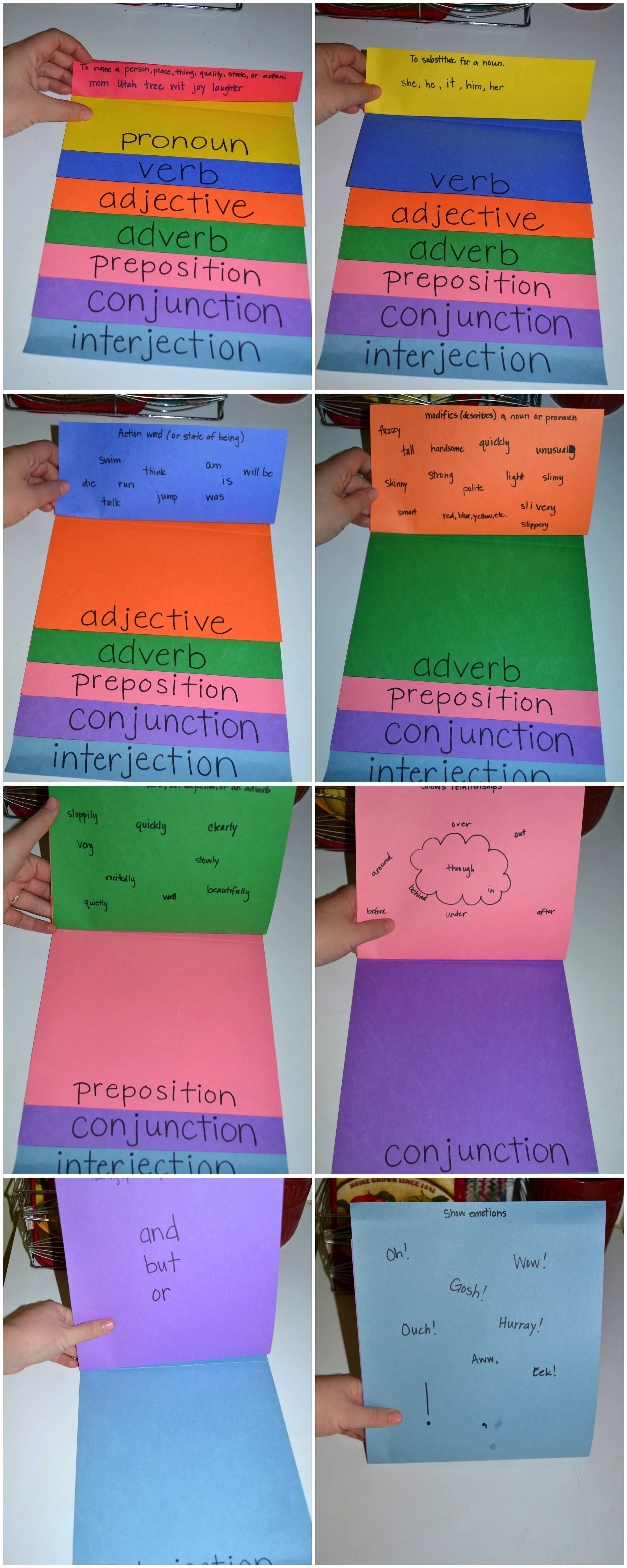 parts of speech coloring paper