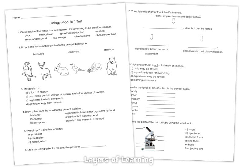 Biology Test Pages